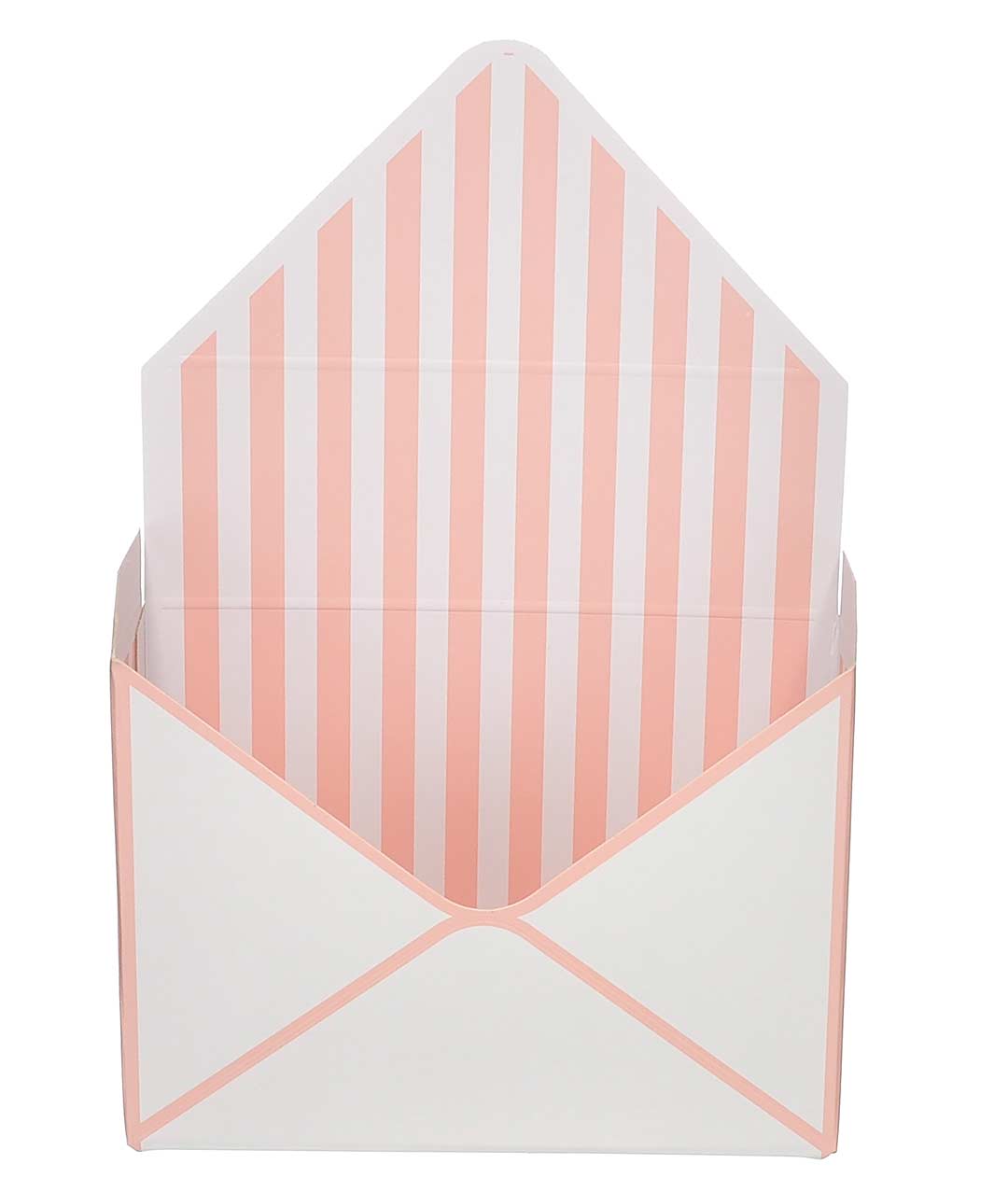 Изображение Коробка-конверт белая с розовыми полосами