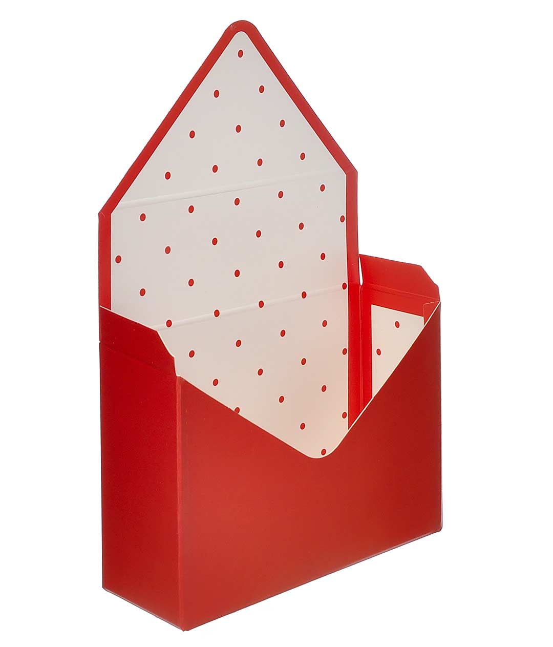 Изображение Коробка-конверт красно-белая в горошек