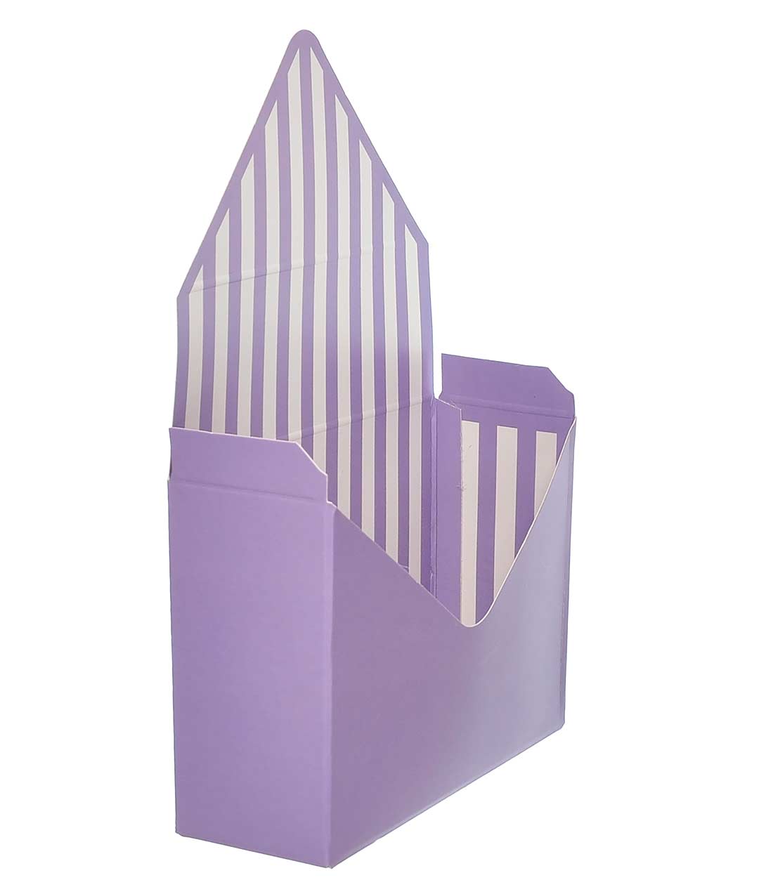 Изображение Коробка-конверт фиолетовая с белыми полосами
