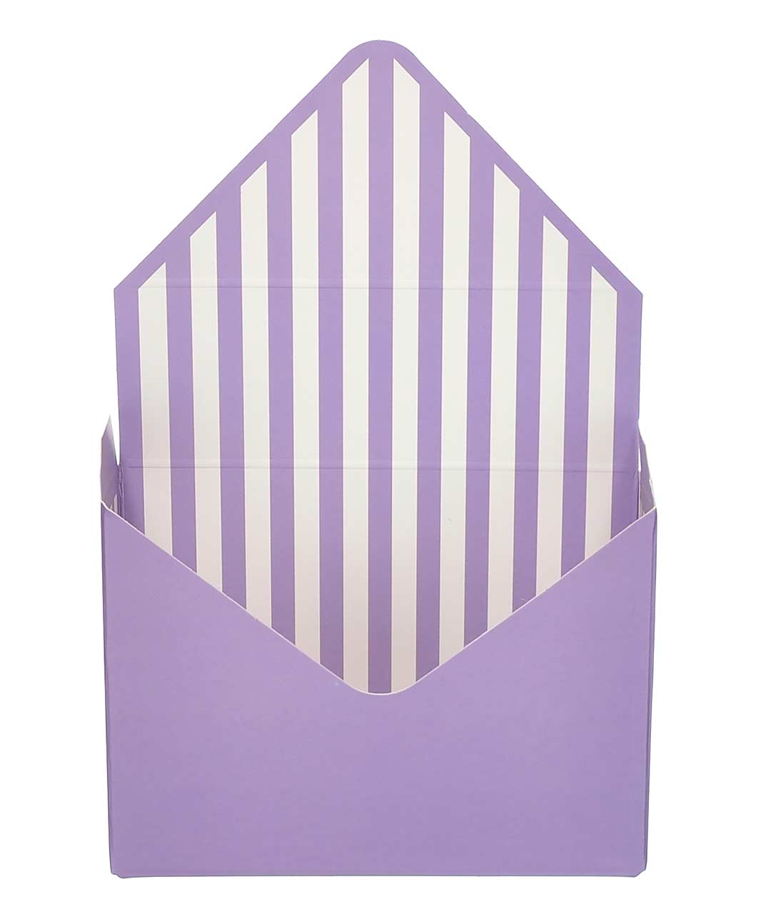 Изображение Коробка-конверт фиолетовая с белыми полосами