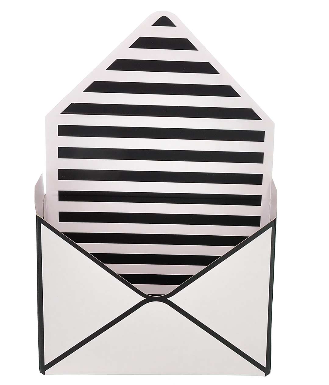 Изображение Коробка-конверт белая с чернимы полосами
