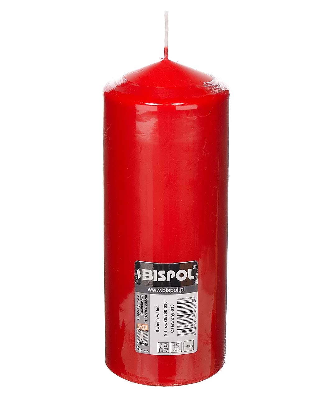Изображение Свеча цилиндр H-20 D-8 красная