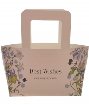 Сумочка для цветов розовая "Best Wishes" картонная