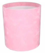 Изображение товара Коробка для цветов бархатная круглая розовая из картона 160/180