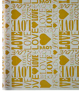 Изображение Бумага для цветов и подарков Love золото