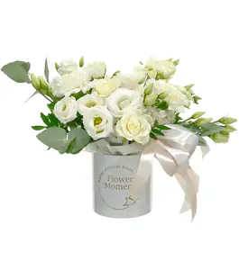 Коробка для цветов пластиковая Flowers Moments Белая/Бронза 100/100ая с узором коричневым №36