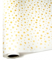 Изображение товара Бумага для цветов белая Сердечки золотые