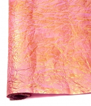 Изображение товара Бумага жатая для цветов и подарков розовая с золотистым напылением