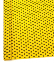 Изображение товара Креп бумага желтая с рисунком черный горох