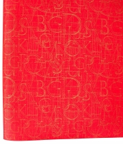 Изображение товара Бумага для цветов Multicolor Futura красная с золотистыми буквами