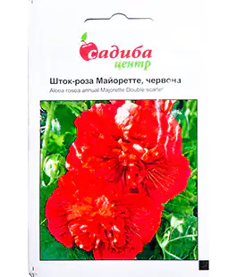 Изображение Семена цветов Шток-роза Майоретте красная
