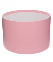 Коробка круглая для цветов светло-розовая из бумаги 220/140 без крышки