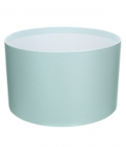 Изображение товара Коробка круглая для цветов серо-голубая перламутр из бумаги 250/150 без крышки