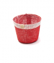 Изображение товара Плетеное Кашпо декоративное красное из мешковины
