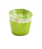Изображение товара Плетеное Кашпо декоративное зеленое из мешковины