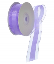 Лента атласная+органза А021 фиолетовый светлый 25 мм