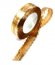 Изображение товара Стрічка траурна золотиста з бежевими смугами 30мм