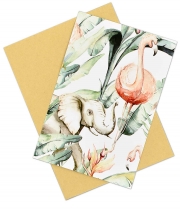 Изображение товара Поздравительная открытка с конвертом Фламинго.