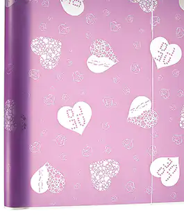 Изображение Корейська матова калька для квітів з малюнком Серце Love Фіолетова