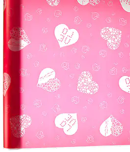 Корейська матова калька для квітів з малюнком Серце Love Червона