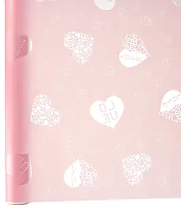 Корейська матова калька для квітів з малюнком Серце Love Рожева