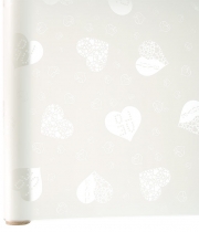 Изображение товара Корейская матовая калька для цветов с рисунком Сердце Love Белый