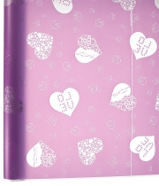Изображение товара Корейская матовая калька для цветов с рисунком Сердце Love Фиолет