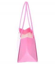Сумка для цветов бумажная Прямоугольная ручка пластик сирень розовая