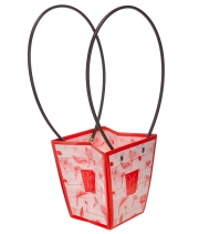 Изображение товара Сумка для квітів паперова ручки пластик Квіти червоні
