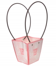 Изображение товара Сумка для цветов бумажная ручки пластик Узор розовый