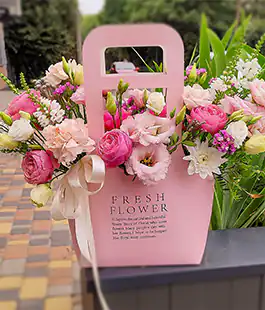 Сумка для цветов Fresh Flower розовая большая
