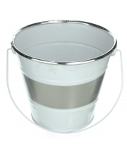 Изображение товара Відро декоративне біле із сріблястою смугою