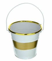 Изображение товара Ведро декоративное белое с золотистой полосой